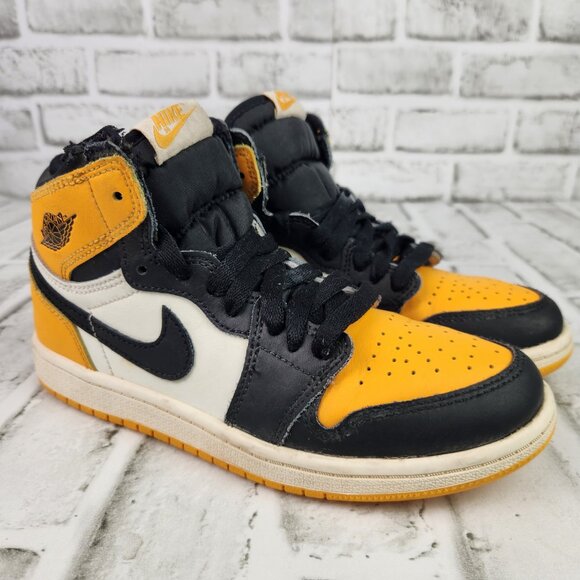 Nike Air Jordan 1 Retro High OG PS 'Yellow Toe' Youth Size 3 High Top Sneakers - Picture 1 of 11